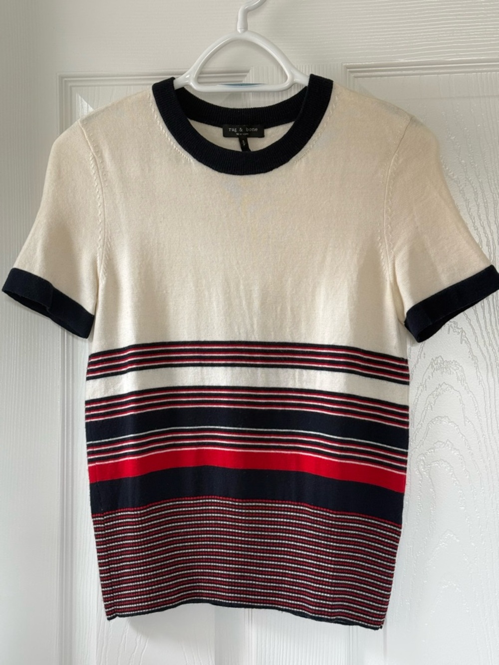 rag & bone Navy and Cream Knit Top